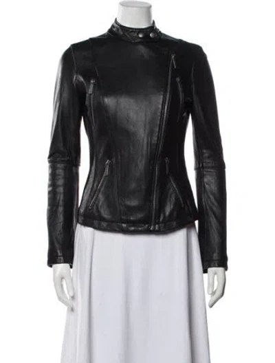 Pre-owned Michael Michael Kors Leather Biker Jacket In Black
