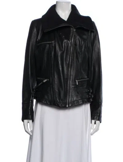 Pre-owned Michael Michael Kors Leather Biker Jacket In Black