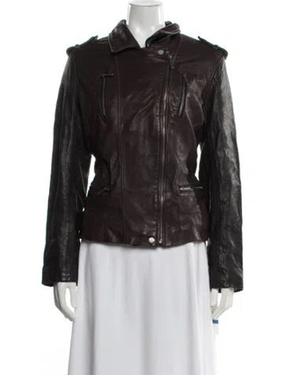 Pre-owned Michael Michael Kors Leather Biker Jacket In Black
