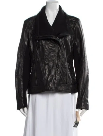 Pre-owned Michael Michael Kors Leather Biker Jacket In Black