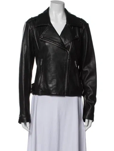 Pre-owned Michael Michael Kors Leather Biker Jacket In Black