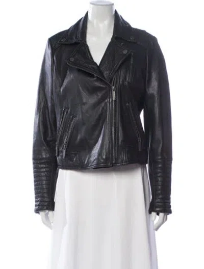 Pre-owned Michael Michael Kors Leather Biker Jacket In Black