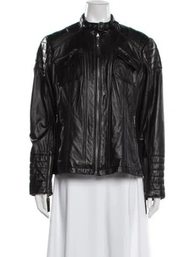 Pre-owned Michael Michael Kors Leather Biker Jacket In Black