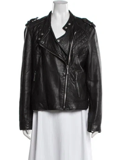 Pre-owned Michael Michael Kors Leather Biker Jacket In Black