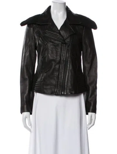 Pre-owned Michael Michael Kors Leather Biker Jacket In Black