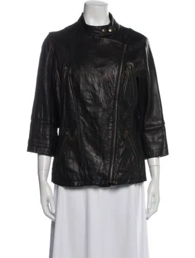 Pre-owned Michael Michael Kors Leather Biker Jacket In Black