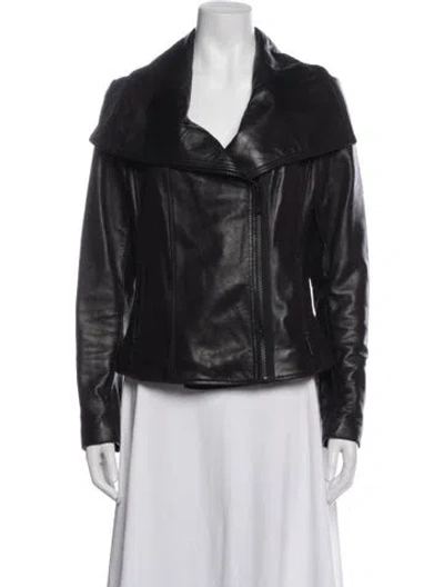 Pre-owned Michael Michael Kors Leather Biker Jacket In Black