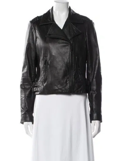 Pre-owned Michael Michael Kors Leather Biker Jacket In Brown