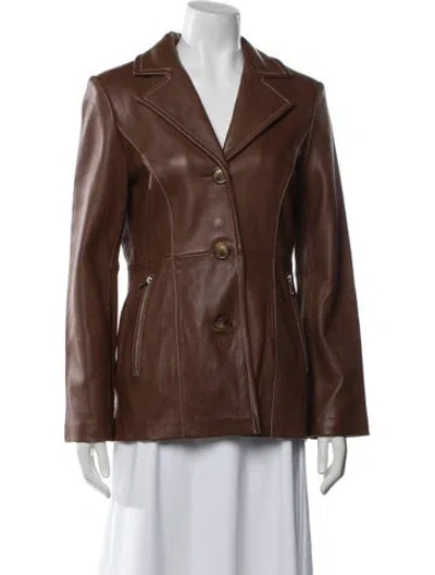 Pre-owned Michael Michael Kors Leather Biker Jacket In Brown