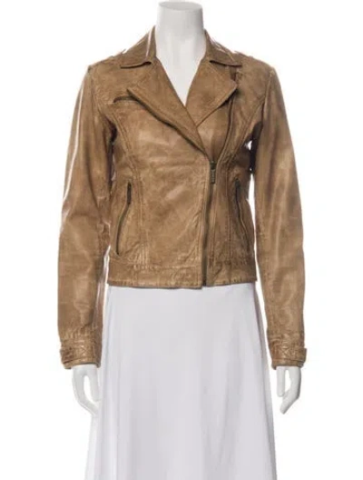 Pre-owned Michael Michael Kors Leather Biker Jacket In Brown