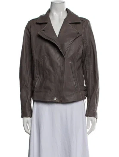 Pre-owned Michael Michael Kors Leather Biker Jacket In Brown