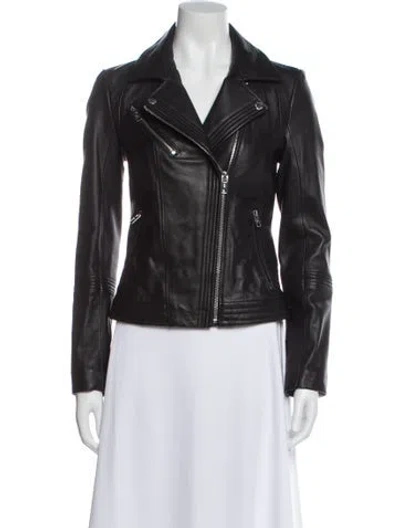 Pre-owned Michael Michael Kors Leather Biker Jacket In Gray