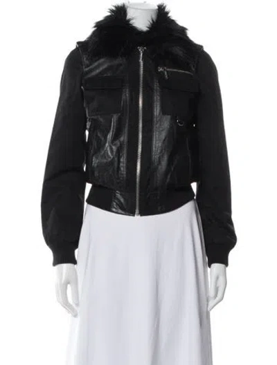 Pre-owned Michael Michael Kors Leather Biker Jacket In Gray