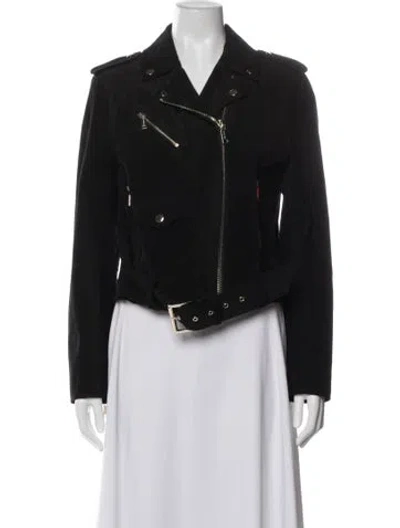 Pre-owned Michael Michael Kors Leather Biker Jacket In Gray