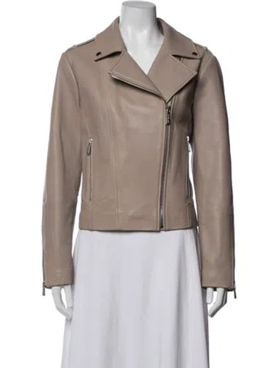 Pre-owned Michael Michael Kors Leather Biker Jacket In Neutrals
