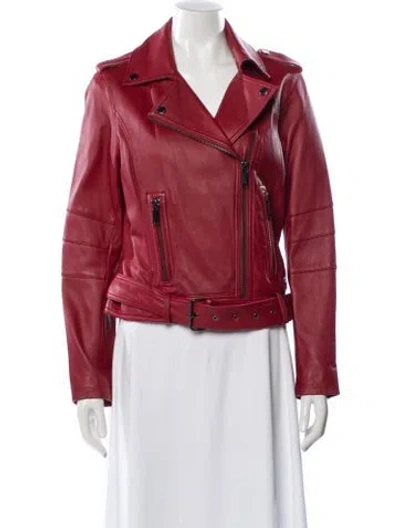 Pre-owned Michael Michael Kors Leather Biker Jacket In Pink