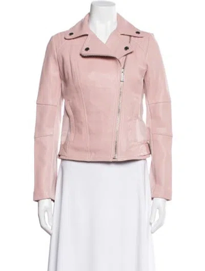 Pre-owned Michael Michael Kors Leather Biker Jacket In Pink