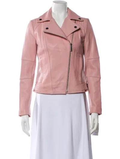Pre-owned Michael Michael Kors Leather Biker Jacket W/ Tags In Pink