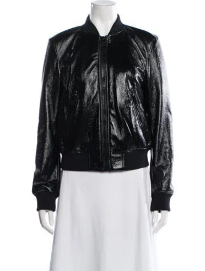 Pre-owned Michael Michael Kors Leather Bomber Jacket In Black