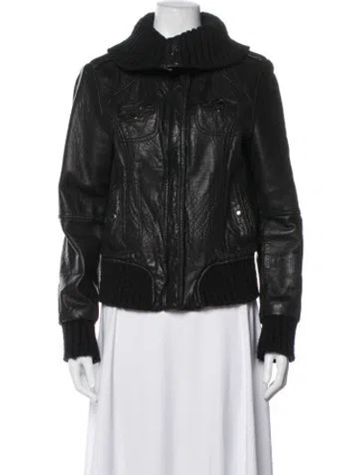 Pre-owned Michael Michael Kors Leather Bomber Jacket In Multicolor