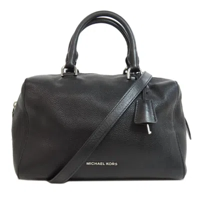 Pre-owned Michael Michael Kors Leather Boston Bag Handbag Shoulder Bag () In Black