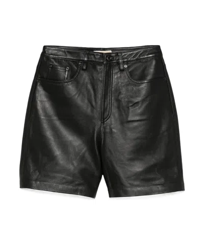 Michael Michael Kors Leather Boyfriend Shorts In Black