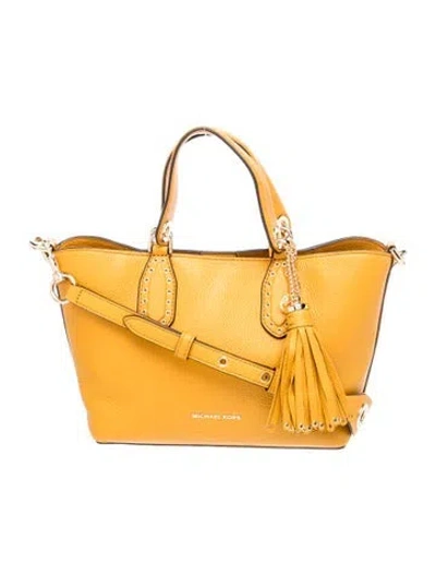 Pre-owned Michael Michael Kors Leather Brooklyn Tote In Yellow