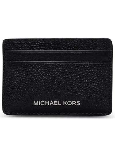 Michael Michael Kors Leather Card Holder In Black
