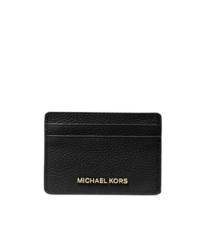 Michael Michael Kors Leather Card Holder In Black