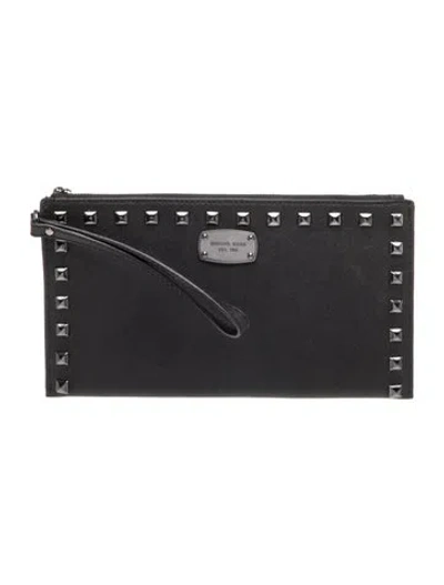 Pre-owned Michael Michael Kors Leather Clutch In Black