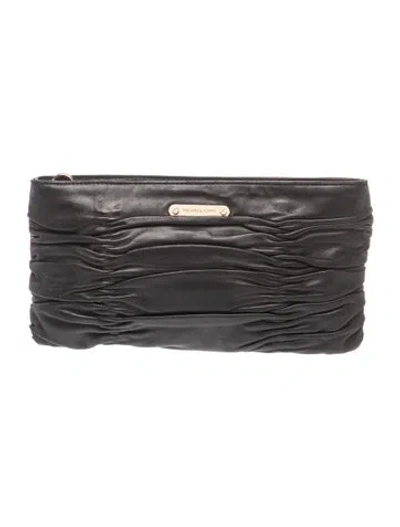 Pre-owned Michael Michael Kors Leather Clutch In Black