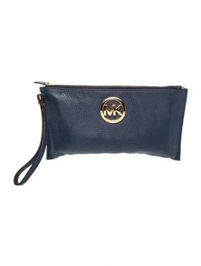 Pre-owned Michael Michael Kors Leather Clutch In Blue
