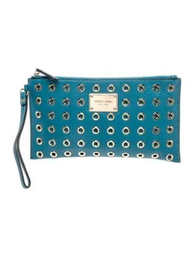 Pre-owned Michael Michael Kors Leather Clutch In Blue