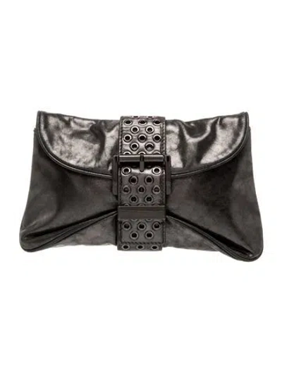 Pre-owned Michael Michael Kors Leather Clutch In Gray