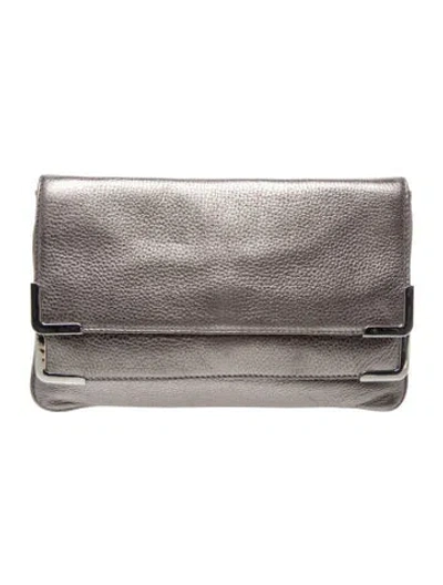 Pre-owned Michael Michael Kors Leather Clutch In Gray