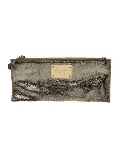 Pre-owned Michael Michael Kors Leather Clutch In Gray