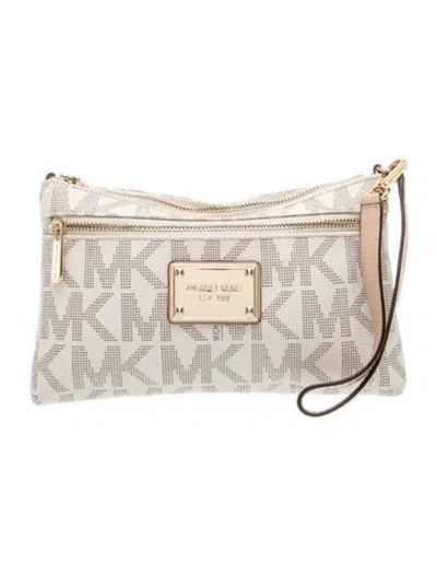 Pre-owned Michael Michael Kors Leather Clutch In Neutrals
