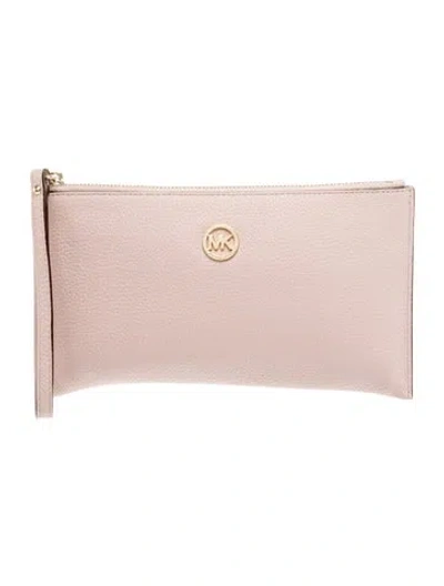 Pre-owned Michael Michael Kors Leather Clutch In Pink