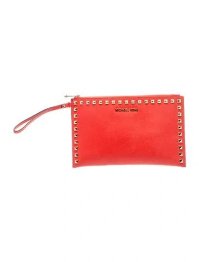 Pre-owned Michael Michael Kors Leather Clutch In Red