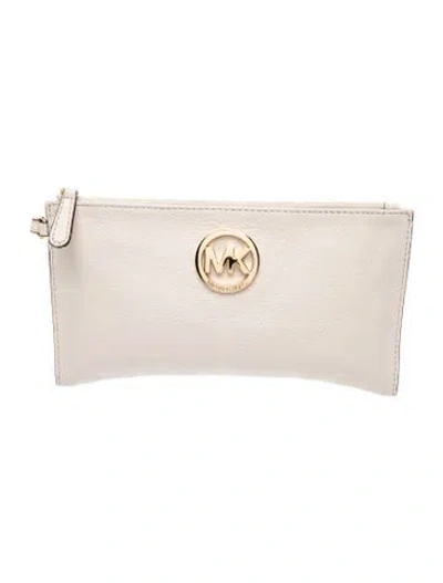 Pre-owned Michael Michael Kors Leather Clutch In White