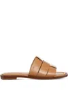 Michael Michael Kors Leather Cross-strap Flat Sandals In Brown