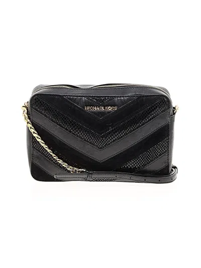 Pre-owned Michael Michael Kors Leather Crossbody Bag In Black
