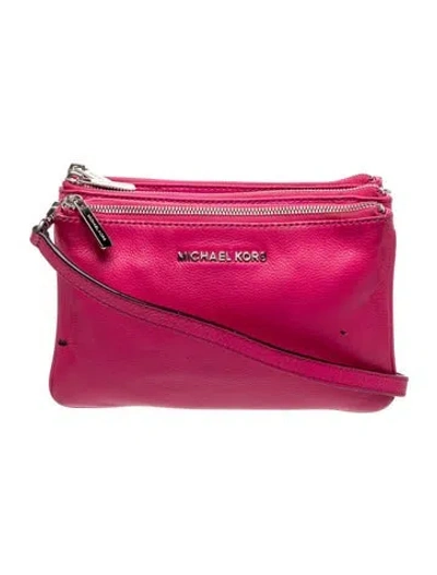 Pre-owned Michael Michael Kors Leather Crossbody Bag In Red
