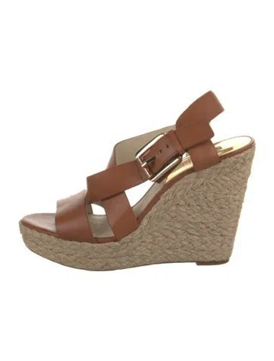 Pre-owned Michael Michael Kors Leather Espadrilles In Brown
