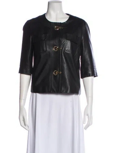 Pre-owned Michael Michael Kors Leather Evening Jacket In Black