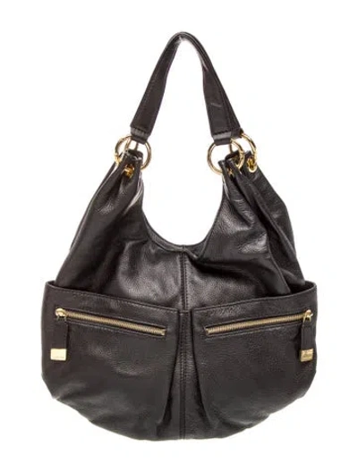 Pre-owned Michael Michael Kors Leather Hobo In Black