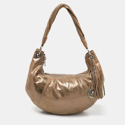 Michael Michael Kors Leather Hobo In Gold