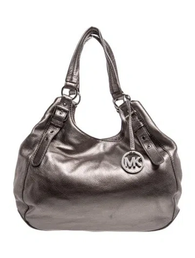 Pre-owned Michael Michael Kors Leather Hobo In Metallic/silver