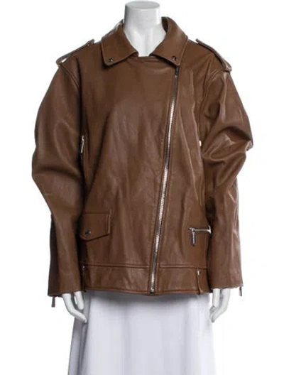 Pre-owned Michael Michael Kors Leather Jacket In Brown