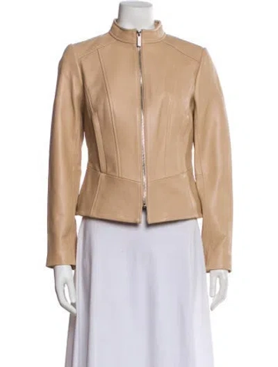 Pre-owned Michael Michael Kors Leather Jacket In Neutral